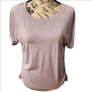 Totally Pink Lilac Purple Ruched Sides Short Sleeve Athletic Jersey Size Medium